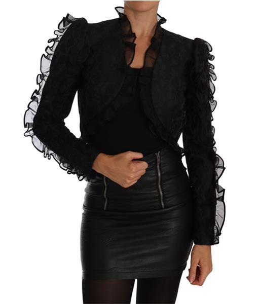 Grote foto dolce gabbana black ruffled crop brocade bolero jacket it3 kleding dames jassen zomer