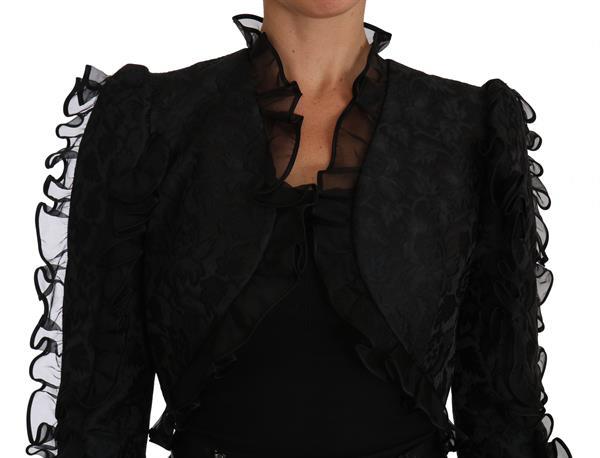 Grote foto dolce gabbana black ruffled crop brocade bolero jacket it3 kleding dames jassen zomer