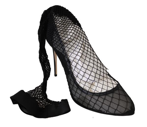 Grote foto dolce gabbana black netted sock heels pumps eu41 us10.5 kleding heren schoenen