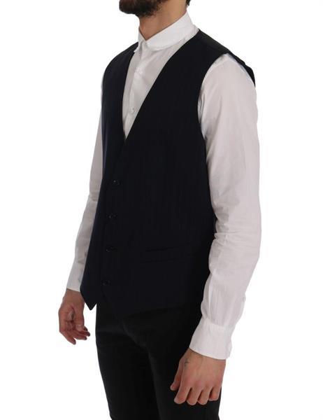 Grote foto dolce gabbana blue staff wool stretch vest it54 xxl kleding heren truien en vesten