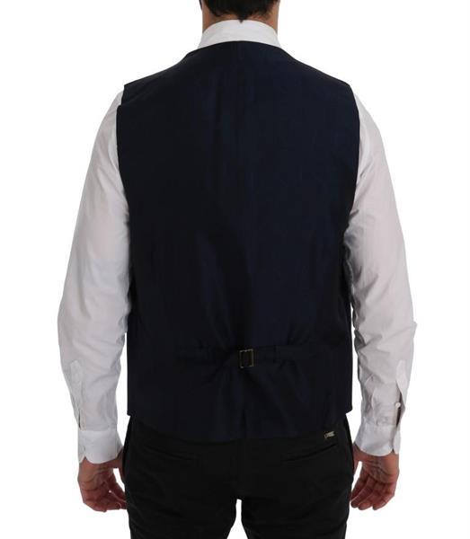 Grote foto dolce gabbana blue staff wool stretch vest it54 xxl kleding heren truien en vesten