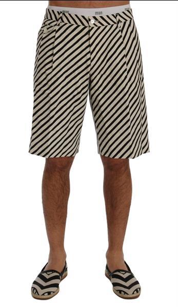 Grote foto dolce gabbana white black striped hemp casual shorts it44 kleding heren broeken