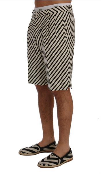 Grote foto dolce gabbana white black striped hemp casual shorts it44 kleding heren broeken