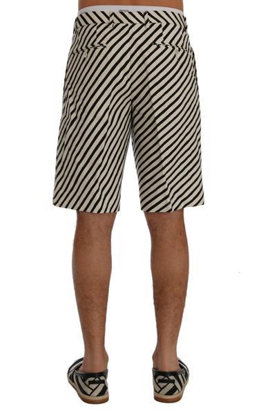 Grote foto dolce gabbana white black striped hemp casual shorts it44 kleding heren broeken