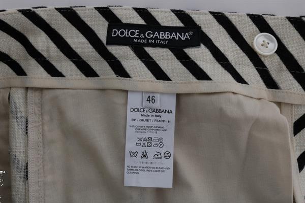 Grote foto dolce gabbana white black striped hemp casual shorts it44 kleding heren broeken