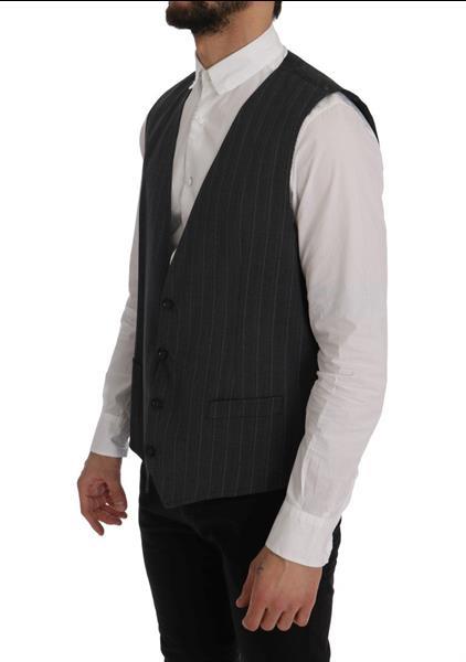Grote foto dolce gabbana gray wool stretch vest it52 xl kleding heren truien en vesten