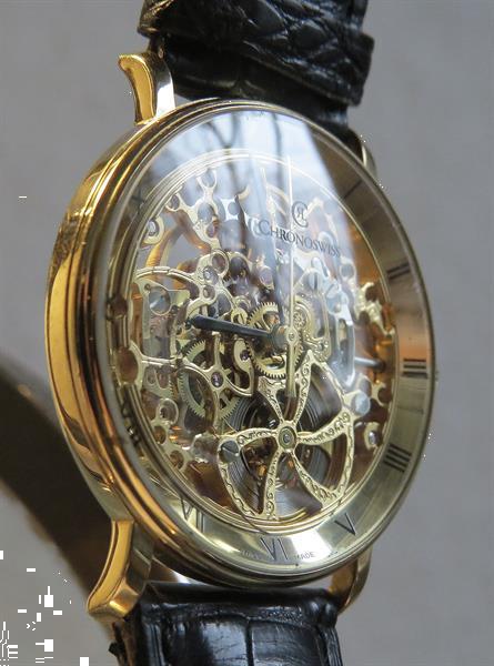 Grote foto chronoswiss goldplated doubl skeleton horloge sieraden tassen en uiterlijk heren