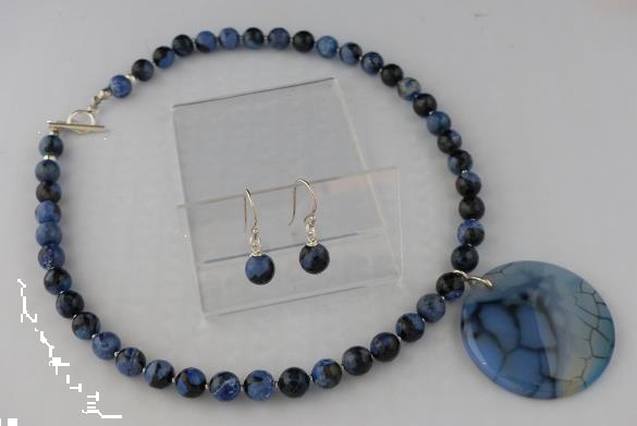 Grote foto gefacetteerde agaat ketting oorhanger set sieraden tassen en uiterlijk kettingen
