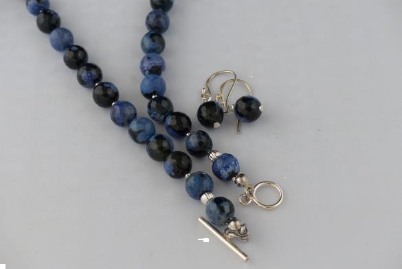 Grote foto gefacetteerde agaat ketting oorhanger set sieraden tassen en uiterlijk kettingen