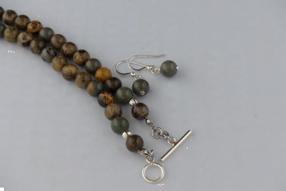 Grote foto jaspis ketting oorhanger set sieraden tassen en uiterlijk kettingen