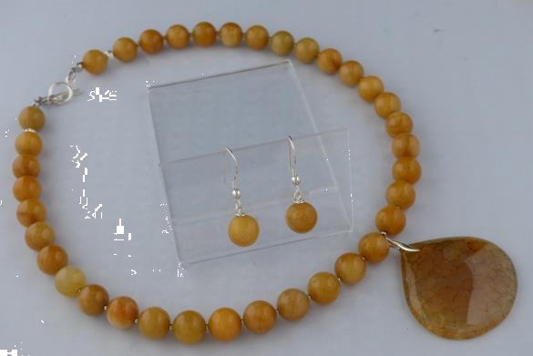 Grote foto gele jaspis ketting oorhanger set sieraden tassen en uiterlijk kettingen