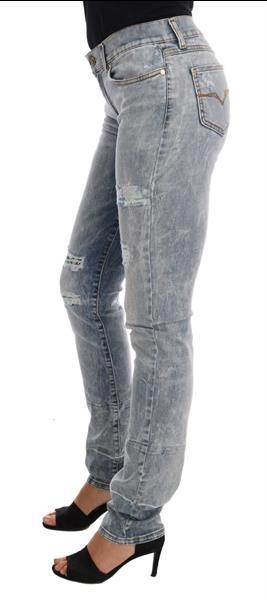 Grote foto versace jeans blue wash torn stretch slim fit jeans w25 kleding dames spijkerbroeken en jeans