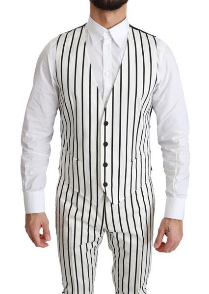 Grote foto dolce gabbana black white striped floral 3 piece suit it46 kleding heren kostuums en colberts