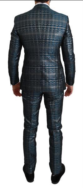 Grote foto dolce gabbana blue silver gold jacquard 2 piece suit it46 kleding heren kostuums en colberts