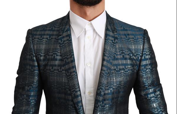 Grote foto dolce gabbana blue silver gold jacquard 2 piece suit it46 kleding heren kostuums en colberts