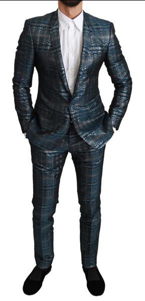 Grote foto dolce gabbana blue silver gold jacquard 2 piece suit it46 kleding heren kostuums en colberts