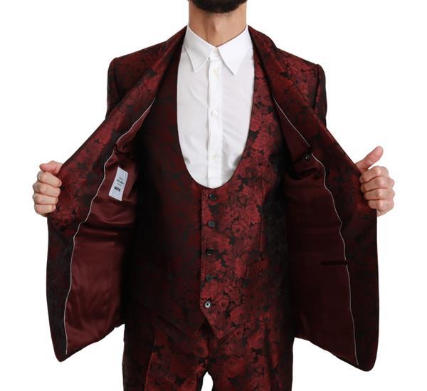 Grote foto dolce gabbana bordeaux martini floral silk 3 piece suit it kleding heren kostuums en colberts