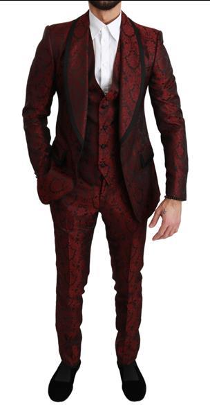 Grote foto dolce gabbana bordeaux jacquard floral pattern 3 piece sui kleding heren kostuums en colberts