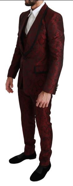 Grote foto dolce gabbana bordeaux jacquard floral pattern 3 piece sui kleding heren kostuums en colberts
