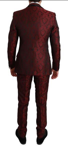 Grote foto dolce gabbana bordeaux jacquard floral pattern 3 piece sui kleding heren kostuums en colberts