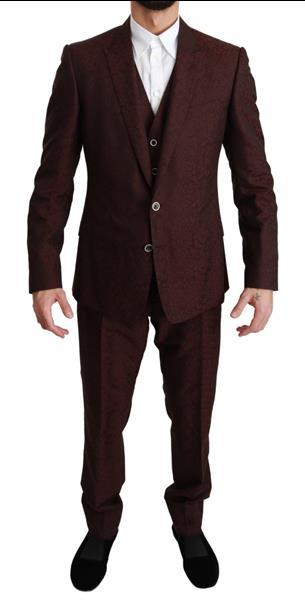Grote foto dolce gabbana maroon brocade 3 piece wool martini suit it5 kleding heren kostuums en colberts
