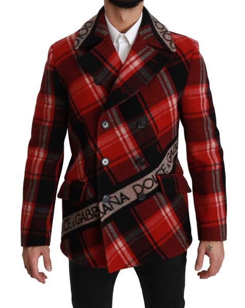 Grote foto dolce gabbana red wool checkered dg logo plaid jacket it48 kleding heren jassen zomer