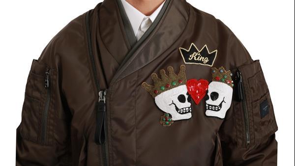 Grote foto dolce gabbana brown beaded crown skull logo jacket it44 kleding heren jassen zomer