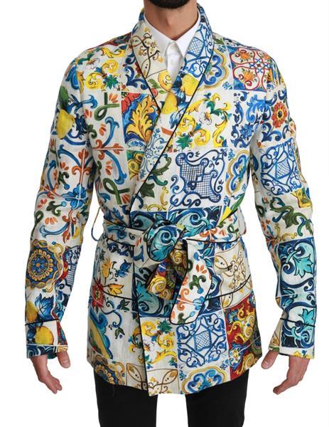 Grote foto dolce gabbana majolica brocade linen robe coat jacket it46 kleding heren jassen zomer