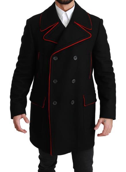Grote foto dolce gabbana black red wool stretch trenchcoat jacket it5 kleding heren jassen zomer