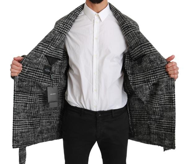 Grote foto dolce gabbana gray checkered wool robe coat wrap jacket it kleding heren jassen zomer