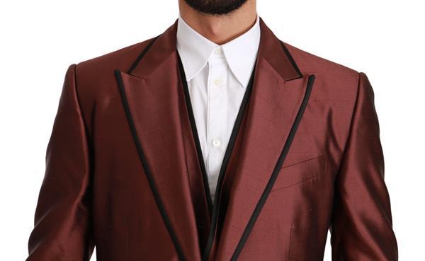 Grote foto dolce gabbana bordeaux silk jacket vest 2 piece blazer it5 kleding heren t shirts