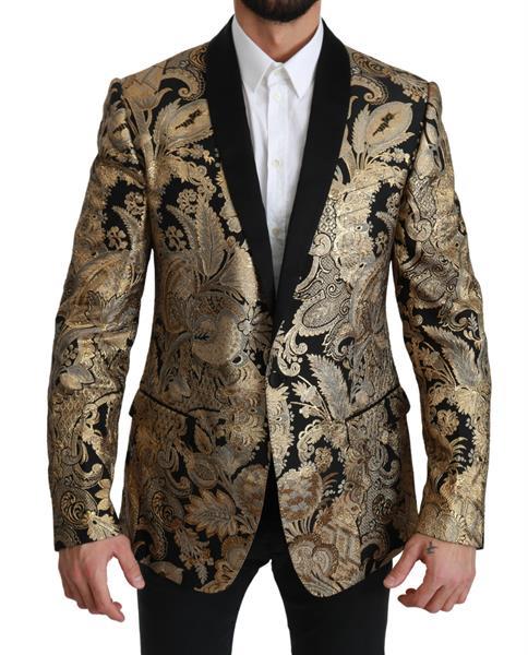 Grote foto dolce gabbana black gold jacquard lace jacket blazer it52 kleding heren t shirts