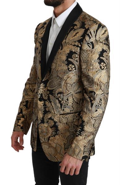 Grote foto dolce gabbana black gold jacquard lace jacket blazer it52 kleding heren t shirts