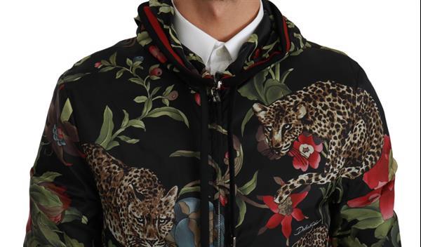 Grote foto dolce gabbana black leopard bomber hooded mens jacket it44 kleding heren jassen zomer