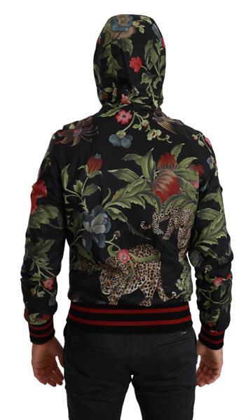 Grote foto dolce gabbana black leopard bomber hooded mens jacket it44 kleding heren jassen zomer