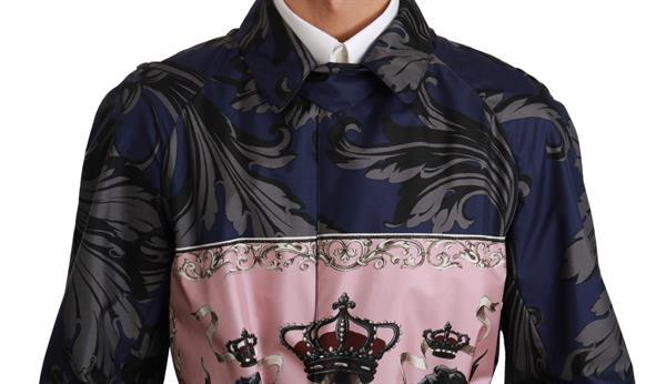 Grote foto dolce gabbana blue royal crown trenchcoat silk jacket it44 kleding heren jassen zomer