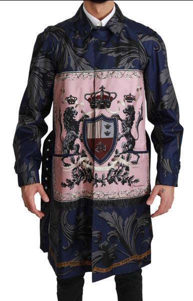 Grote foto dolce gabbana blue royal crown trenchcoat silk jacket it44 kleding heren jassen zomer