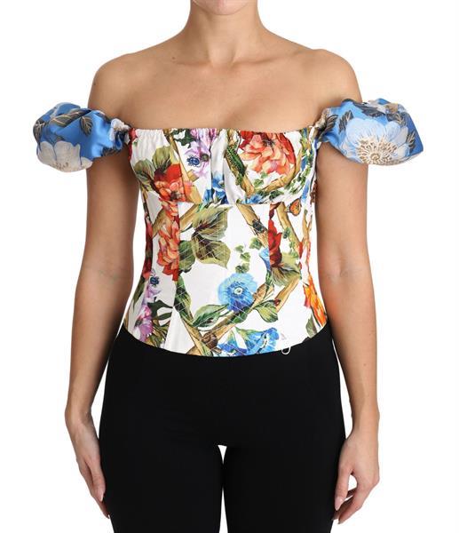 Grote foto dolce gabbana white floral cropped corset top blouse it38 kleding dames t shirts