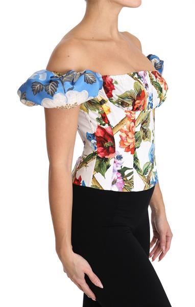 Grote foto dolce gabbana white floral cropped corset top blouse it38 kleding dames t shirts