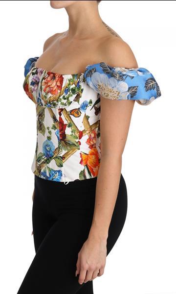 Grote foto dolce gabbana white floral cropped corset top blouse it38 kleding dames t shirts