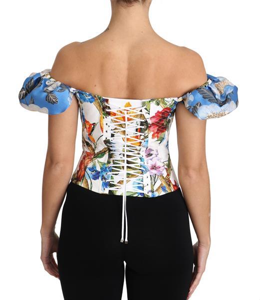 Grote foto dolce gabbana white floral cropped corset top blouse it38 kleding dames t shirts