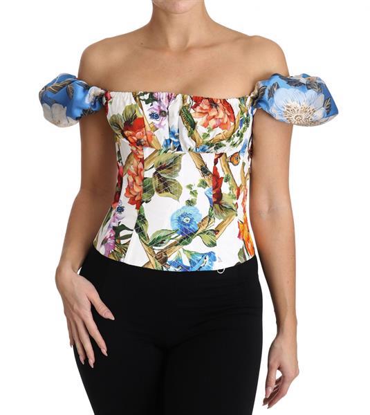 Grote foto dolce gabbana white floral cropped corset top blouse it38 kleding dames t shirts