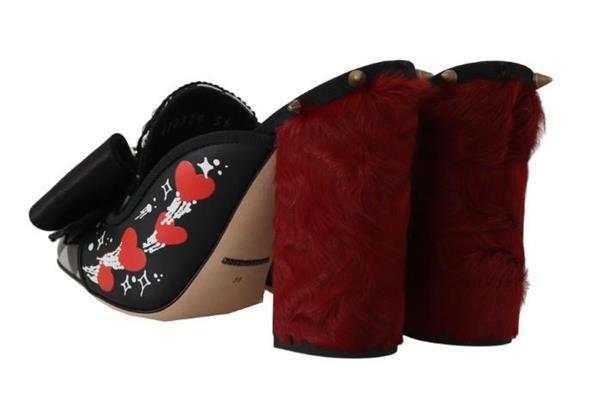 Grote foto dolce gabbana red xiangao fur crystal mules slides eu37 us kleding heren schoenen