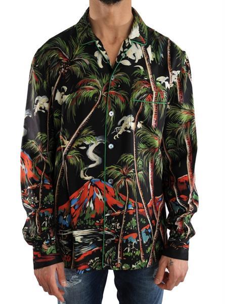 Grote foto dolce gabbana multicolor silk jungle print shirt 40 kleding heren t shirts