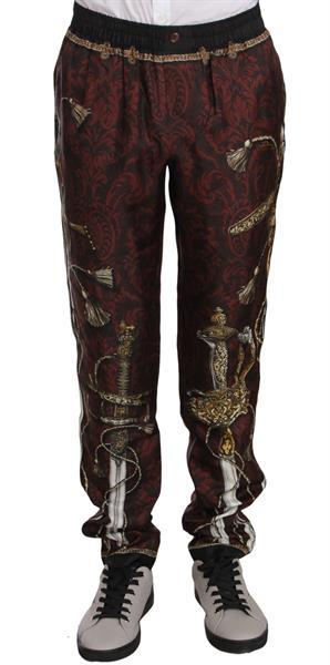 Grote foto dolce gabbana maroon sword print lounge sleepwear pants it kleding heren spijkerbroeken en jeans