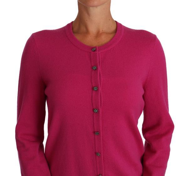 Grote foto dolce gabbana cashmere cardigan pink crystal button sweate kleding dames truien en vesten