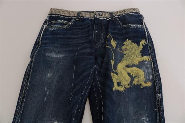 Grote foto dolce gabbana blue denim loose lion print jeans it48 m kleding heren spijkerbroeken en jeans