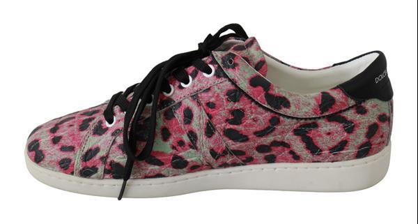 Grote foto dolce gabbana pink leopard print training leather flat sne kleding heren schoenen