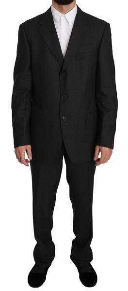 Grote foto z zegna wool black gray two piece 3 button suit it52 xl kleding heren kostuums en colberts