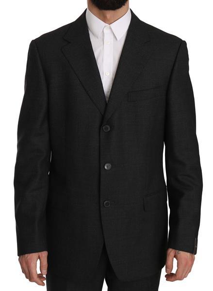 Grote foto z zegna wool black gray two piece 3 button suit it52 xl kleding heren kostuums en colberts